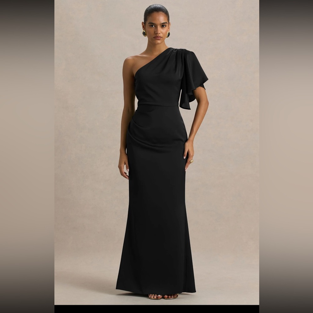 NWT Club L London Black One-Shoulder dress Gown